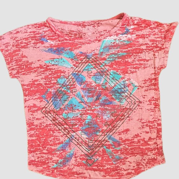 77KIDS GIRLS ORANGE PEACE T-SHIRT W/GEOMETRIC GRAPHIC IN FRONT SIZE SMALL - Picture 7 of 9